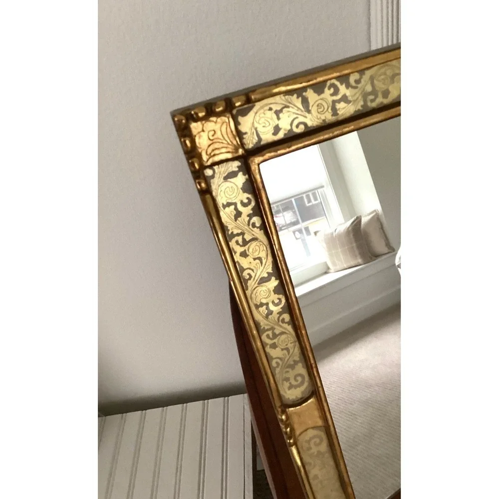 Ornate Gold Gilted Frame With Etched Glass Border. 16x13x1  Baroque Inspired Vtg